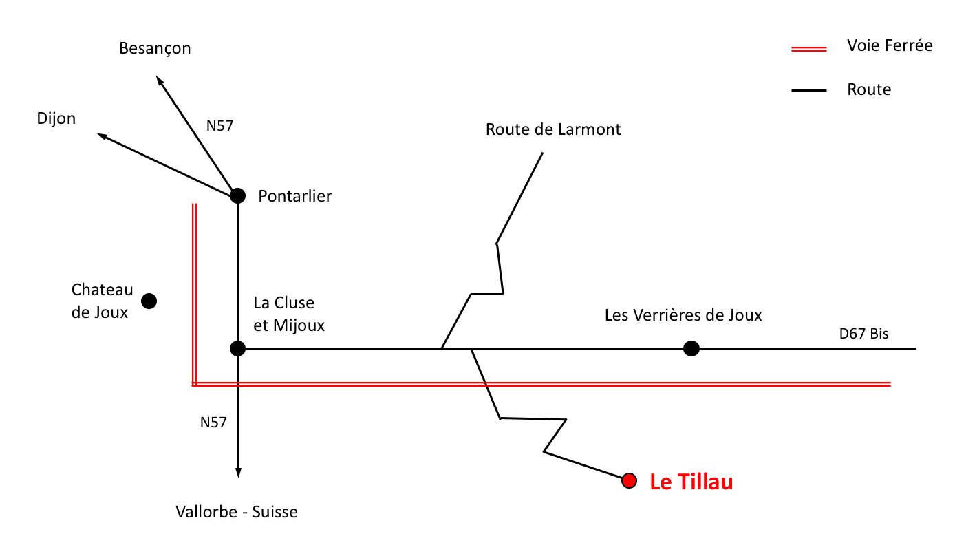 Access map to the hotel restaurant Le Tillau